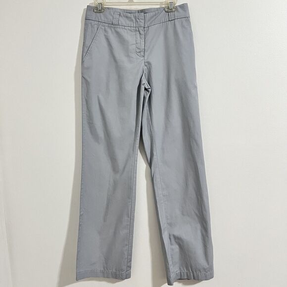 Garnet Hill Pants Womens 4 Gray Straight Leg Cotton Casual Work Office Flawed - Picture 1 of 9